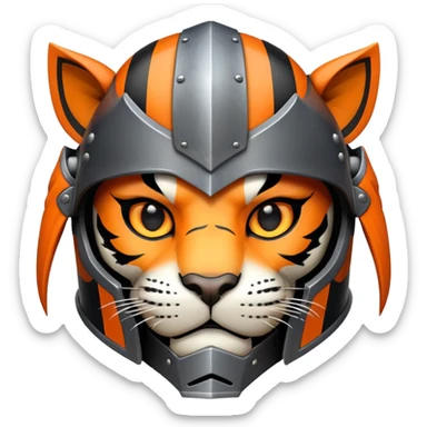 knight tiger face with armor and helmet fantasy character for Twitch emote sticker