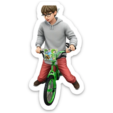 boy on bicycle outdoors sticker