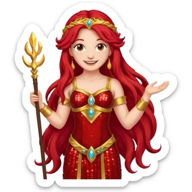 Vesta, Goddess of Hearth from Gods and Goddesses with long red hair, red sequin outfit sticker