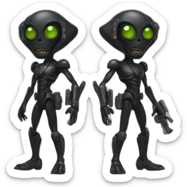 black alien with raygun sticker