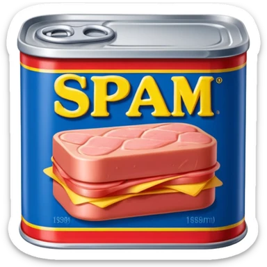 A can of classic “SPAM” (rectangular shaped can like the way spam is shaped) can you increase the red and blue colors here— more blue sticker