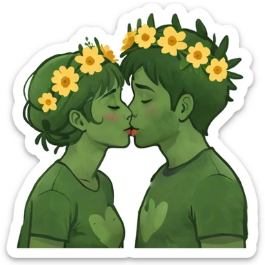 Girl kissing a boy sticker