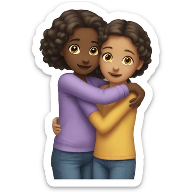 big sister and little sister hug sticker