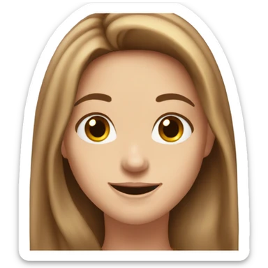 White girl with long brown hair and brown eyes she is very happy celebration sticker