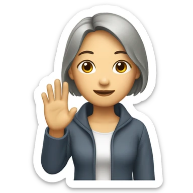 Asian woman (full body) (raising hand in air) (legs) sticker