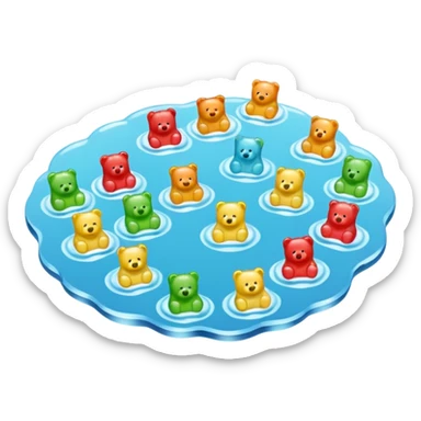 puddle with tiny gummy bears floating in it  sticker