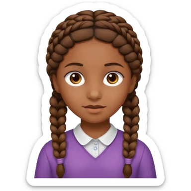 student, brown braid hair girl kid sticker