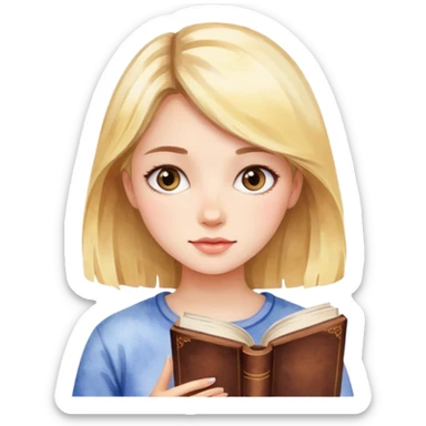 a girl in watercolor art style with book sticker