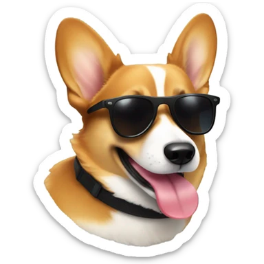 Corgi sticking out tongue and sunglasses sticker