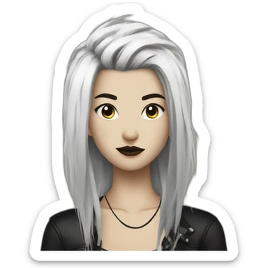 Half black and half white hair punk girl sticker