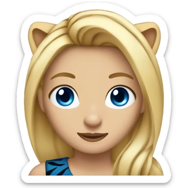 blonde woman blue eyes with a tiger on her shoulder sticker