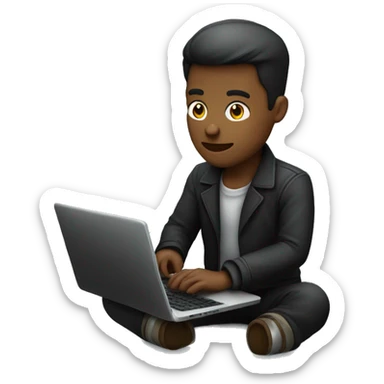 Homme noir assis avec un laptop enrain de coder sticker