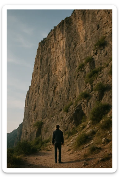 standing at the foot of the cliff sticker