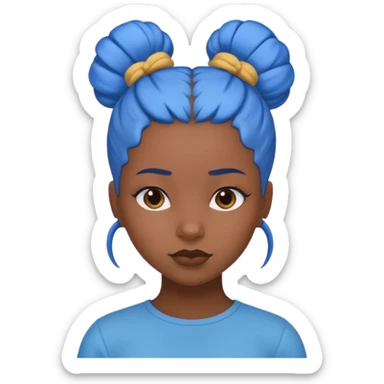 blue bun haired princess black girl sticker