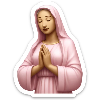 Completely light pink mother Mary statue with eyes closed and hands together sticker