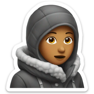 Girl trying to get warm sticker