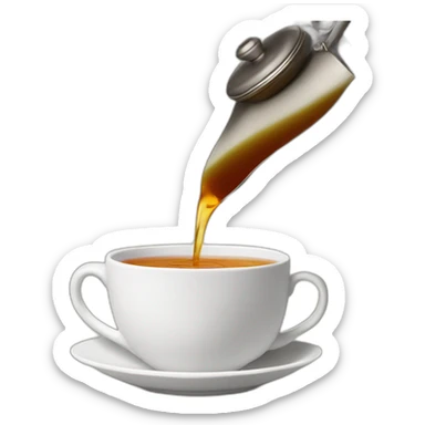Pouring tea from teapot into a tea cup sticker