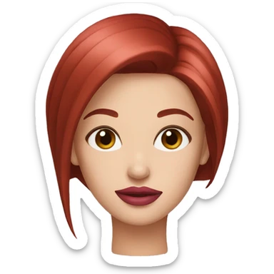 A beautiful woman with straight dark red hair, pink lips, thin lips  sticker