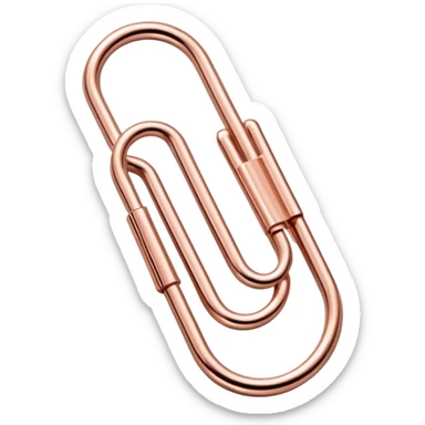 Realistic rose gold paper clip sticker