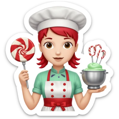 Mixer + peppermint apron, Candy Chef. sticker