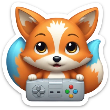 Detailled Baby kawaii fox on handless console sticker