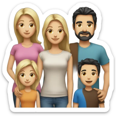 Family. I (blind girl blue eyes), dad (with black hair), mom (long blond hair) and brother with brown hair hud each other sticker