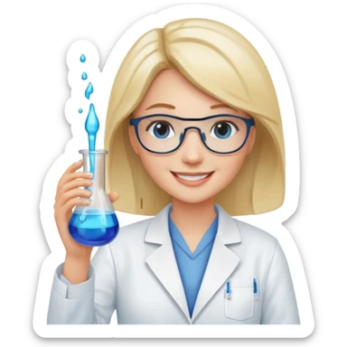Crie emojis de uma mulher farmacêutica mexendo com becker sticker