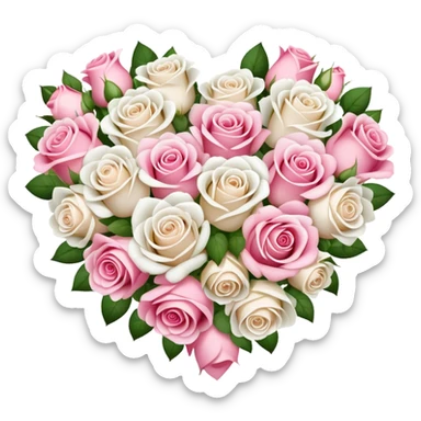heart-shaped bouquet of pink and white roses sticker