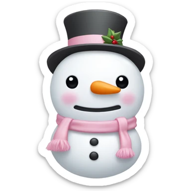 Cute white and light pink snowman sticker