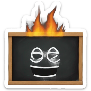 A chalkboard on fire sticker