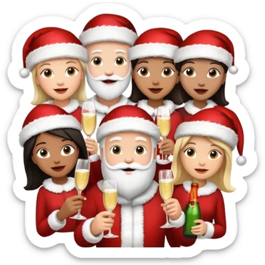 create a realistic emoji shwoing logistic workers celebrating christmas sticker