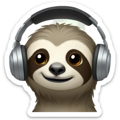 head only, cute sloth with call center headphones.  sticker