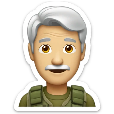 old man with short gray hair dressed in camouflage sticker