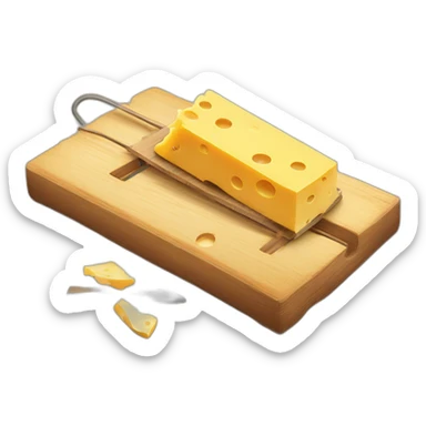 mouse trap with a little piece of cheese on it sticker