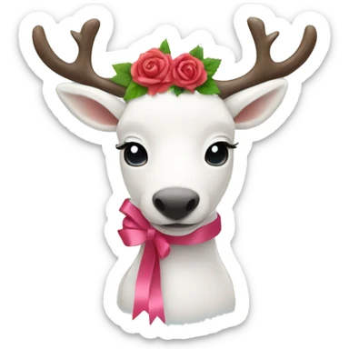 A white reindeer with a Rosa ribbon  sticker