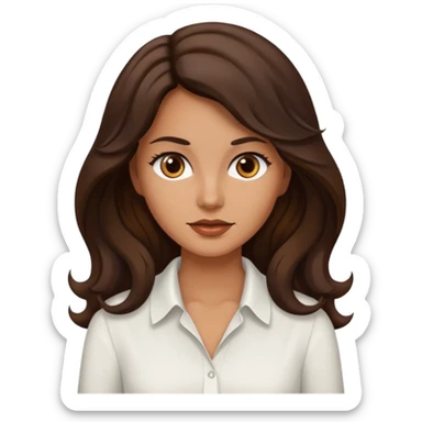 mujer trigueña ,  pelo ondulado,  pelo largo  color marron oscuro, ojos marrones oscuros sticker