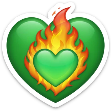 fire green heart emoji sticker