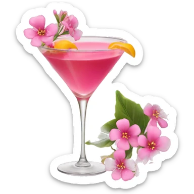 Cocktail with pink flowers sticker