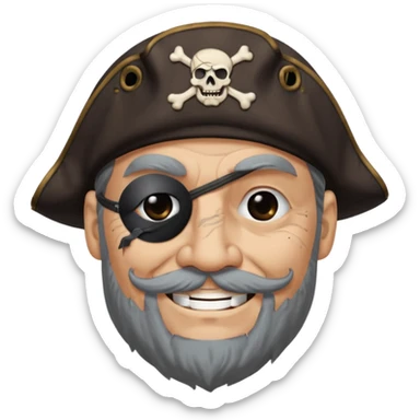 pirate with black eyepatch covering one eye and with only one ye sticker