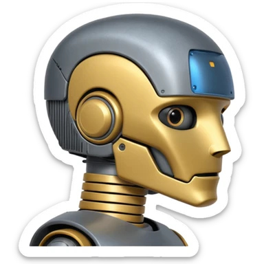 Pregnant male robot emoji. Profile view. Facing left. Square head. 2d. Animated style- not CGI. sticker