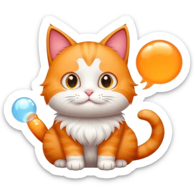 make me a cartoon cat, with some kind of sign or something with W Bubble on it sticker