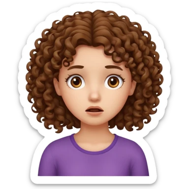 Girl with curly hair who is confused sticker