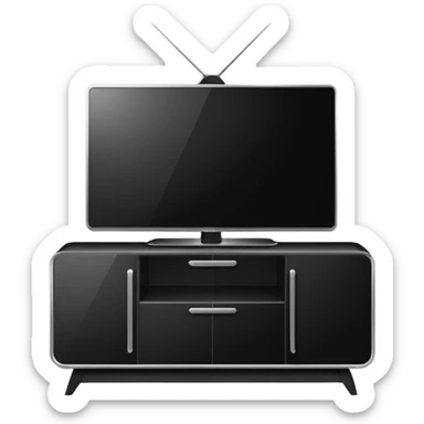 modern tv standing on a super luxurious white cupboard sticker