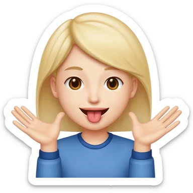 tongue out with hands to the sides  sticker