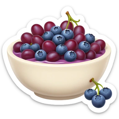Burgundy yoghurt bowl with grapes and blueberries  sticker