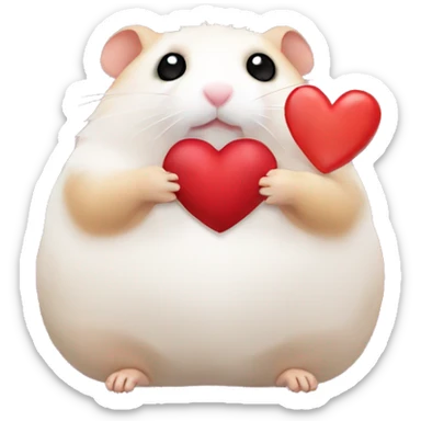 hamster with heart pillow sticker