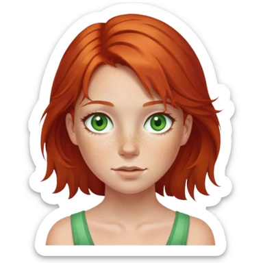 red haired girl with freckles and green eyes sticker