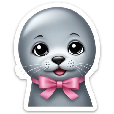 baby seal with bow coquette sticker
