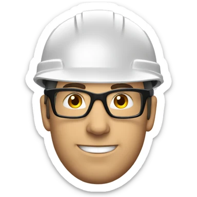 Caucasian man wearing a safety helmet, safety glasses and earplugs sticker
