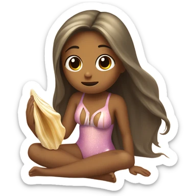 A girl at the beach crying  sticker
